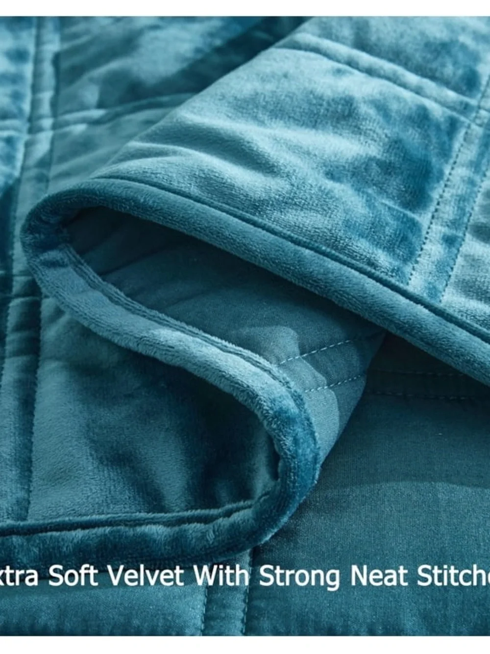 Plush Teal velvet cal king 3 piece Quilted quilt Set